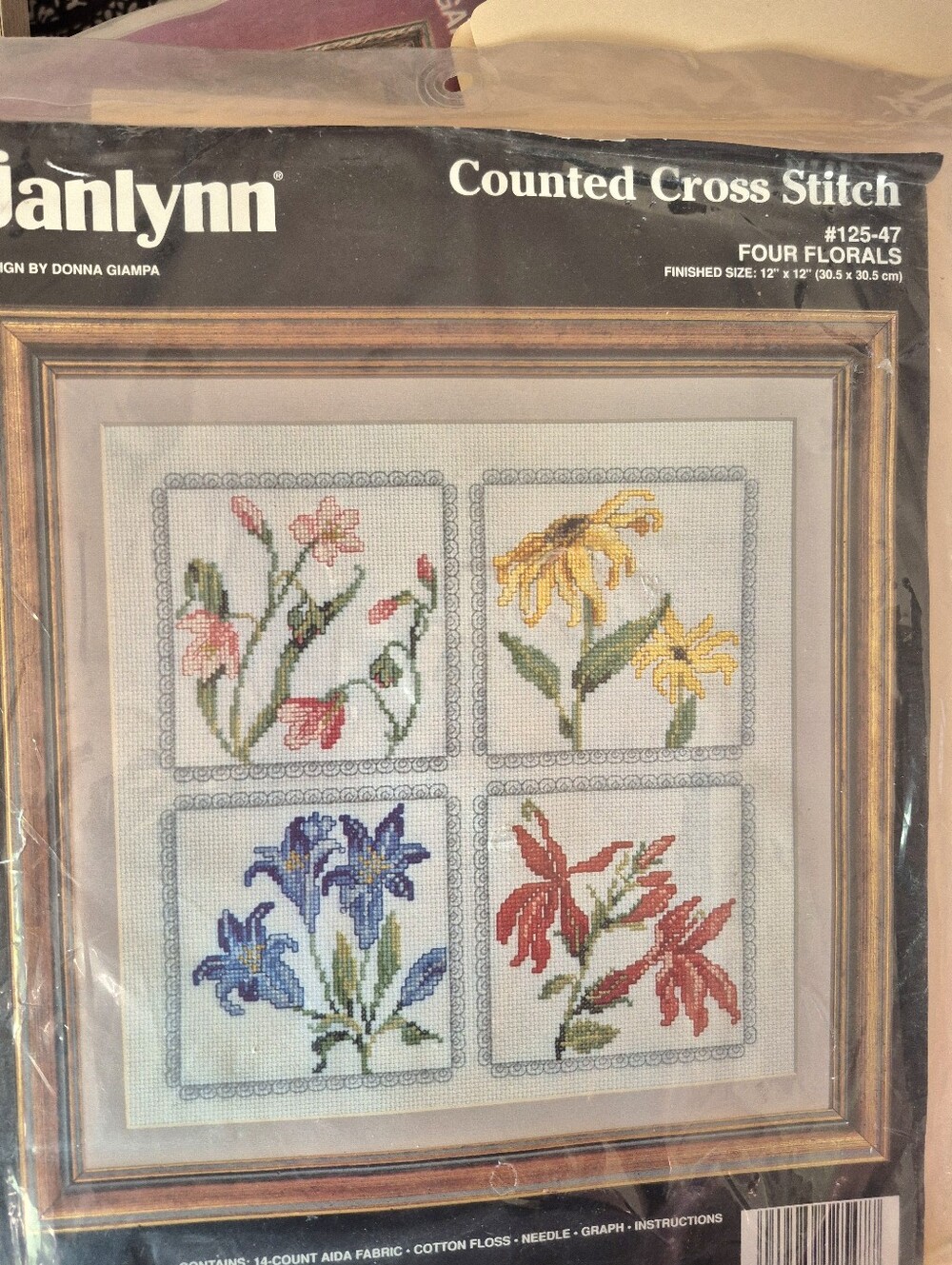 Janlynn Counted Cross Stitch Four Florals Kit 125-47